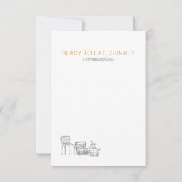 ガーデンピクニックミニマリスト白黒結婚ズ 出欠カード