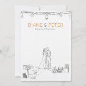 ガーデンピクニックミニマリスト白黒結婚ズ 招待状 (正面)