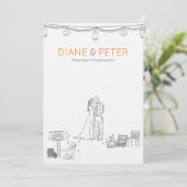 ガーデンピクニックミニマリスト白黒結婚ズ 招待状 (スタンド正面)