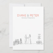 ガーデンピクニックミニマリスト白黒結婚ズ 招待状 (正面)
