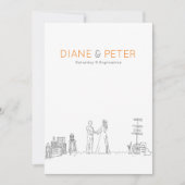 ガーデンピクニックミニマリスト白黒結婚ズ 招待状 (正面)