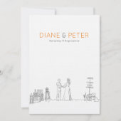 ガーデンピクニックミニマリスト白黒結婚ズ 招待状 (正面)