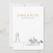 ガーデンピクニックミニマリスト白黒結婚ズ 招待状 (正面)