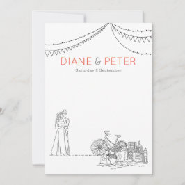 ガーデンピクニックミニマリスト白黒結婚ズ 招待状