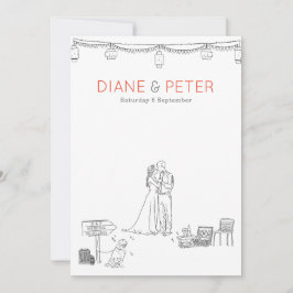 ガーデンピクニックミニマリスト白黒結婚ズ 招待状