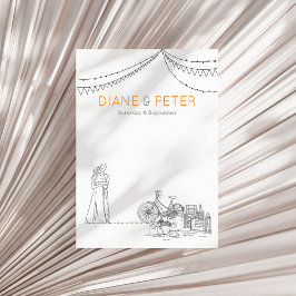 ガーデンピクニックミニマリスト白黒結婚ズ 招待状