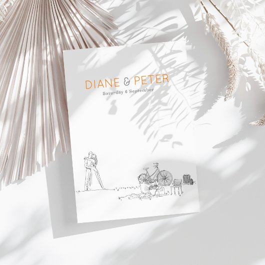 ガーデンピクニックミニマリスト白黒結婚ズ 招待状