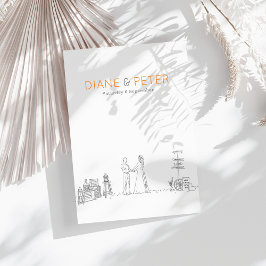 ガーデンピクニックミニマリスト白黒結婚ズ 招待状