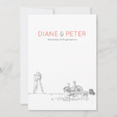 ガーデンピクニックミニマリスト白黒結婚ズ 招待状 (正面)