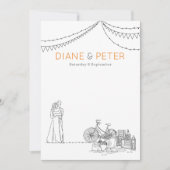 ガーデンピクニック ミニマリスト ブラックアンドホワイト ウェディング 招待状 (正面)