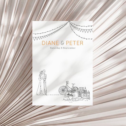 ガーデンピクニック ミニマリスト ブラックアンドホワイト ウェディング 招待状