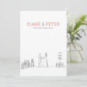 ガーデンピクニック ミニマリスト ブラック＆ホワイト ウェディング 招待状 (スタンド正面)