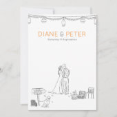 ガーデンピクニック ミニマル ブラック&ホワイト ウェディング 招待状 (正面)