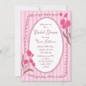 ガーデンピンクお洒落ハンド絵を描ブライダルシャワー 招待状 (正面)