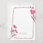 ガーデンピンクお洒落ハンド絵を描ブライダルシャワー 招待状 (裏面)