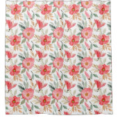 ガーデンピンクのフローラ装飾的な目を引く シャワーカーテン (正面)