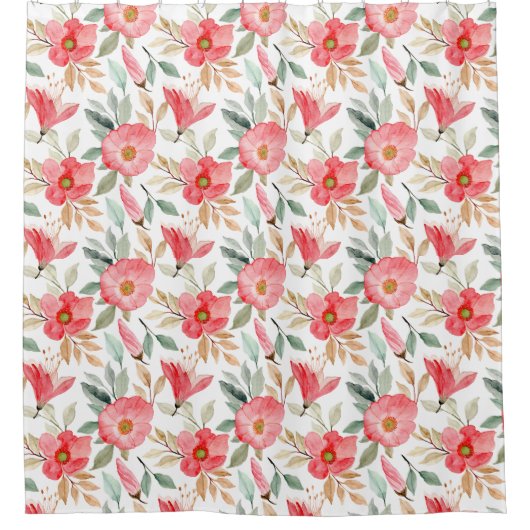 ガーデンピンクのフローラ装飾的な目を引く シャワーカーテン (正面)