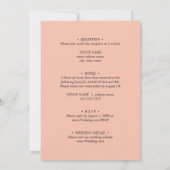 ガーデンピンクの水色モダン花シック結婚ズ 招待状 (裏面)