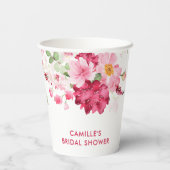 ガーデンピンクの花のブライズシャワー 紙コップ (裏面)