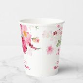 ガーデンピンクの花のブライズシャワー 紙コップ (右)