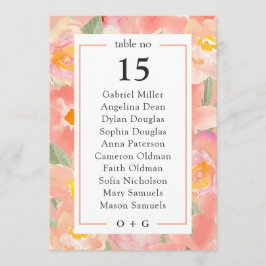 ガーデンピンクの花の座席図夏のテーブルプラン 招待状