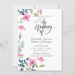 ガーデンピンクの花の結婚式招待状 招待状