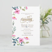 ガーデンピンクの花の結婚式 招待状 (スタンド正面)