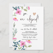 ガーデンピンクの花の駆け落ち 招待状 (正面)