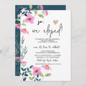 ガーデンピンクの花の駆け落ち 招待状 (正面/裏面)