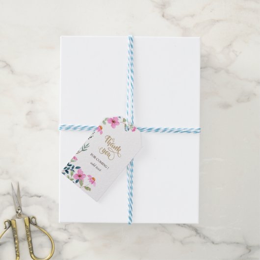 ガーデンピンクの花 ギフトタグ (より糸付き)