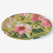 ガーデンピンクコンフォローグリーン葉パーティー ペーパープレート (アングル)