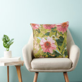 ガーデンピンクコンフォローズグリーン葉オリジナルアート クッション (椅子)