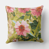 ガーデンピンクコンフォローズグリーン葉オリジナルアート クッション (裏面)