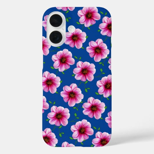 ガーデンピンクダリアフラワーオン任意の色 Case-Mate iPhoneケース (裏面)