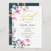 ガーデンピンクフラワーズブライダルシャワー 招待状 (正面/裏面)