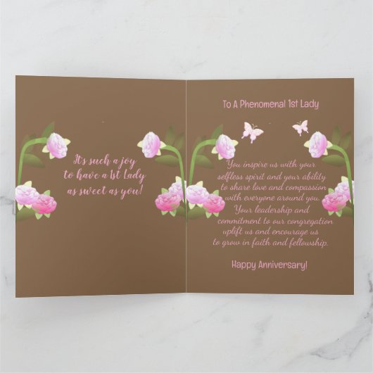 ガーデンピンクフローラバタフライ1stレディーアニバーサリー カード (内部)