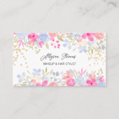 ガーデンピンクフローラ金ゴールドメイクアップヘアロゴqrコード 名刺 (正面)