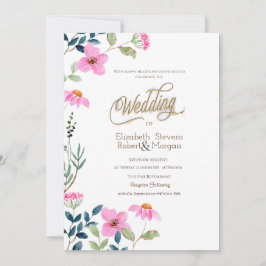 ガーデンピンク結婚の花 招待状