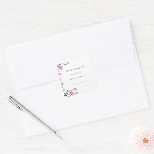 ガーデンピンク花妊娠 スクエアシール (封筒)