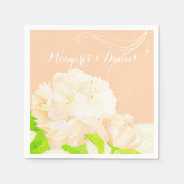 ガーデンピーニーエレガンスピーチ結婚ーズ スタンダードカクテルナプキン