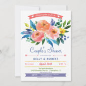 ガーデンピーニーズカップルのシャワー招待状 招待状 (正面)