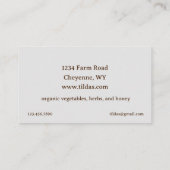 ガーデンファームプロデュース台人参の野菜 名刺 (裏面)