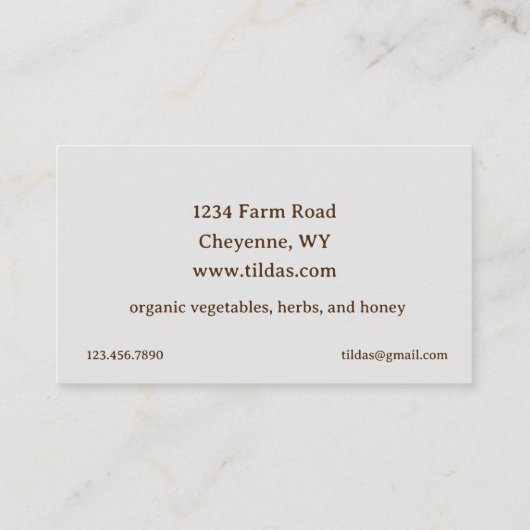 ガーデンファームプロデュース台人参の野菜 名刺 (裏面)