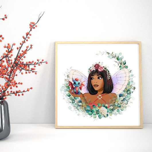 ガーデンフェアリーとベビードラゴンスクエアポスター ポスター