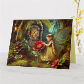 ガーデンフェアリー付き折り畳みグリーティングカード カード (黄色い花)