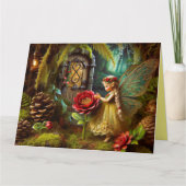 ガーデンフェアリー付き折り畳みグリーティングカード カード (正面)