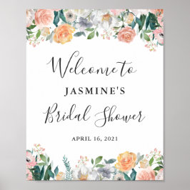 ガーデンフェミニンバラフローラブライダルシャワー標識 ポスター
