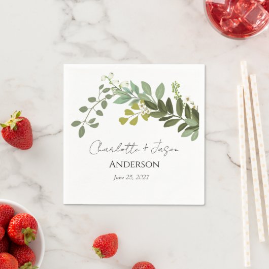 ガーデンフォージグリーンリーつる植物ウェディングパーティー スタンダードカクテルナプキン (インサイチュ)