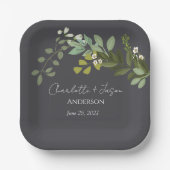 ガーデンフォージグリーンリーつる植物ウェディングパーティー ペーパープレート (正面)