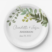 ガーデンフォージグリーンリーつる植物ウェディングパーティー ペーパープレート (正面)